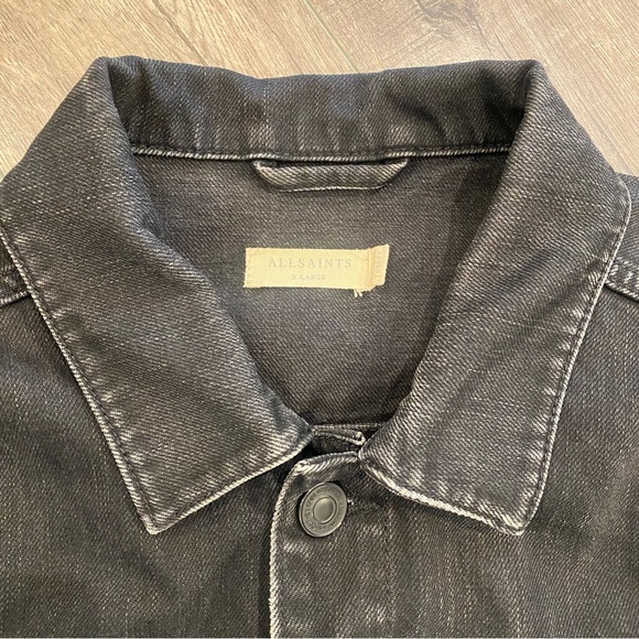 *** SALE! *** 🔥 AllSaints “Bajio” Black Denim Jacket - Size XL (Slim) - Picture 3 of 8